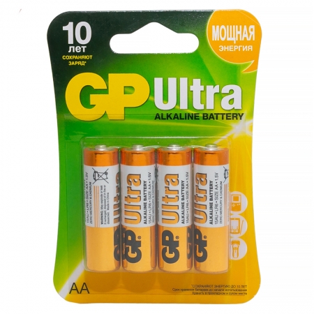 Батарейка GP Ultra AA (LR06) 15AU алкалиновая, BC4