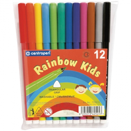 Фломастеры "Rainbow Kids", 12цв., ПВХ