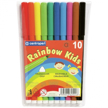 Фломастеры "Rainbow Kids", 10цв., ПВХ уп.