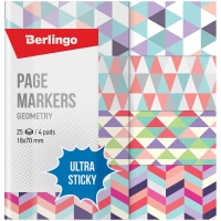 Флажки-закладки Berlingo "Ultra Sticky" "Geometry", 18*70мм, бумажные, в книжке, с дизайном, 25л*4 блока