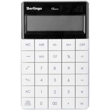 Калькулятор настольный 12 разрядов, двойное питание, 165*105*13 мм, белый