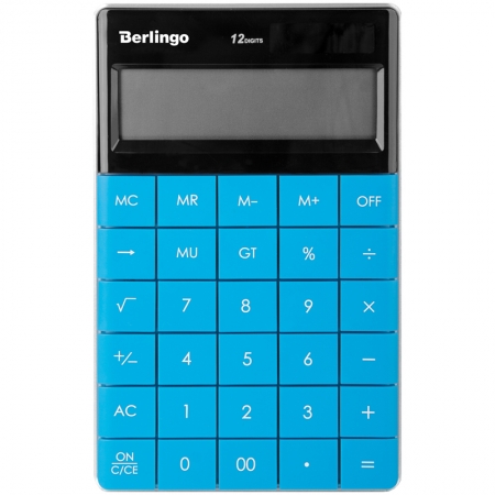 Калькулятор настольный 12 разрядов, двойное питание, 165*105*13 мм, синий