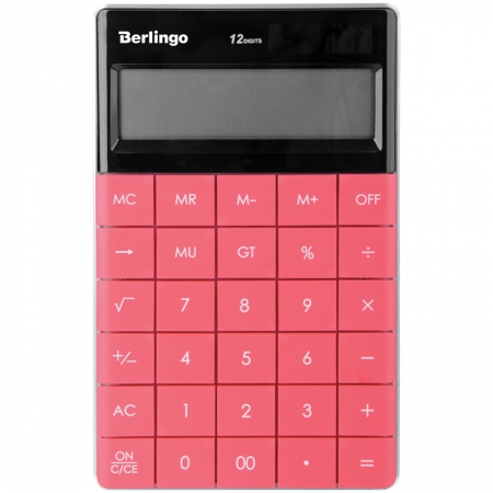 Калькулятор настольный 12 разрядов, двойное питание, 165*105*13 мм, тёмно-розовый