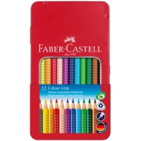 Карандаши цветные Faber-Castell "Grip", 12цв., трехгран., заточен., метал. кор.