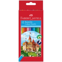 Карандаши цветные Faber-Castell "Замок", 12цв., шестигр., заточ., картон, европодвес