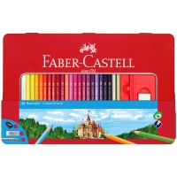 Карандаши цветные Faber-Castell "Замок", 48цв., трехгран., заточ.+2ч/г кар. Grip+ластик+точилка, метал. коробка