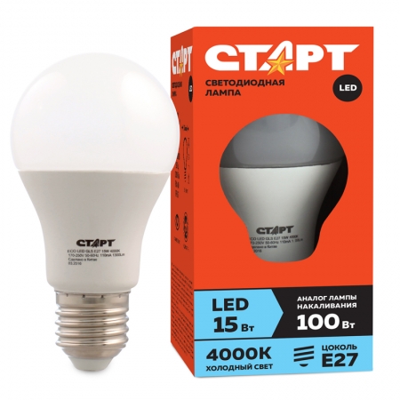 Лампа светодиодная СТАРТ ECO LED GLS E27 15W40