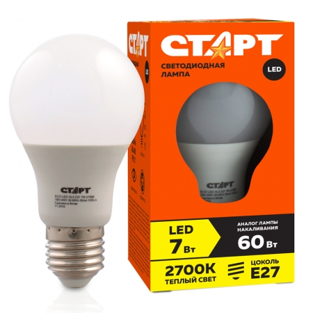 Лампа светодиодная СТАРТ ECO LED GLS E27 7W30