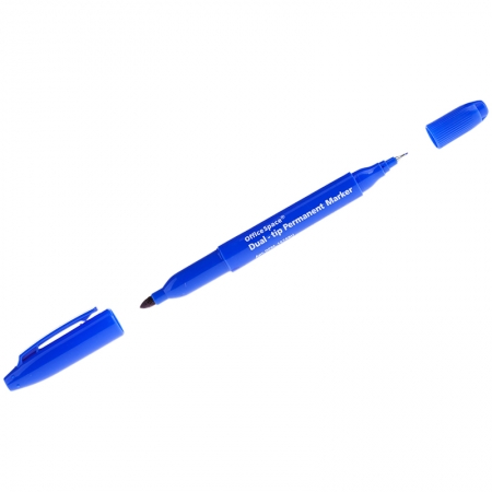 Маркер перманентный двухсторонний синий, пулевидный, 0,8-2,2мм