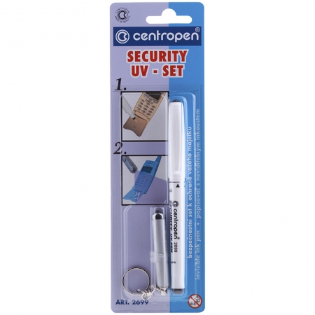 Маркер перманентный ультрафиолетовый "Security UV-Pen", фонарик, блистер