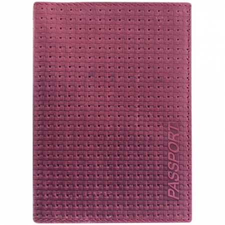Обложка для паспорта ОfficeSpace кожа тип 3, темно-бордовый, плетенка