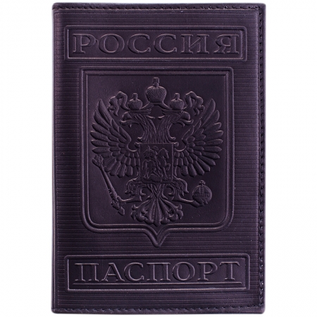 Обложка для паспорта ОfficeSpace кожа тип 3, черный, тиснение ГЕРБ