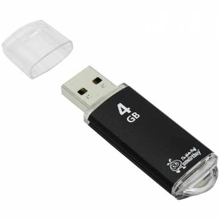 Память Smart Buy USB Flash 4Gb V-Cut черный (металл.корпус)