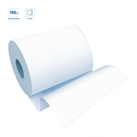Полотенца бумажные в рулонах OfficeClean (H1) 2-х слойн., 150м/рул, белые