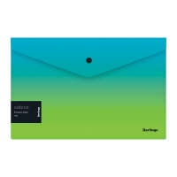 Папка-конверт на кнопке Berlingo "Radiance" А4, 180мкм, голубой/зеленый градиент, с рисунком