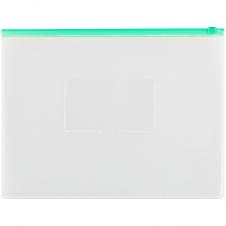 Папка-конверт на молнии OfficeSpace А4, прозрачная, 150мкм, молния зеленая