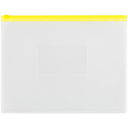 Папка-конверт на молнии OfficeSpace А4, прозрачная, 150мкм, молния желтая