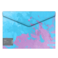 Папка-конверт на кнопке Berlingo "Haze" А4, 180мкм, голубая/сиреневая, с рисунком, глиттер-эффект