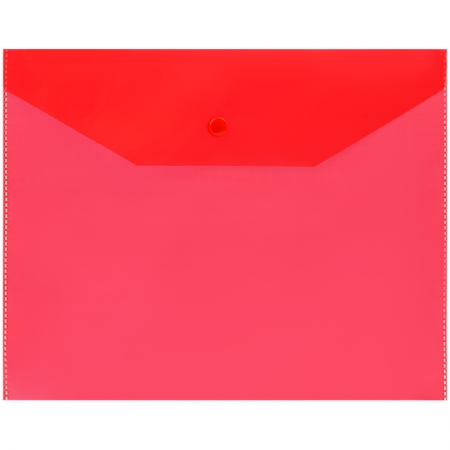 Папка-конверт на кнопке OfficeSpace А5 (190*240мм), 120мкм, пластик, полупрозрачная, красная