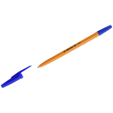 Ручка шариковая "Corvina 51", синяя, 1мм, желтый корпус