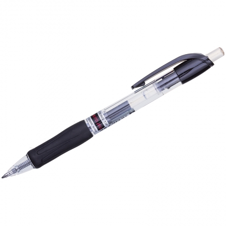 Ручка гелевая автоматическая черная, 0,7мм, грип