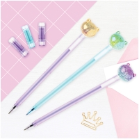 Ручка шариковая MESHU "Cute Cats" синяя, 0,7мм, перламутр, софт-тач, ассорти