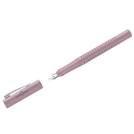 Ручка перьевая Faber-Castell "Grip 2010", синяя, 0,6мм, трехгран., дымчато-розовый корпус