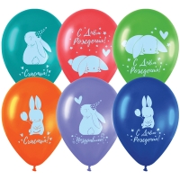 Воздушные шары,  50шт., М12/30см, MESHU "Honey bunny", пастель, ассорти