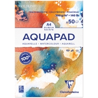 Альбом для акварели, 50л., А4, на склейке Clairefontaine "Goldline Aqua", 300г/м2, холод. прессование