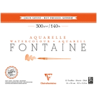 Альбом для акварели, 12л., 24*30, на склейке Clairefontaine "Fontaine Grain satin?", 300г/м2, горяч. пресс., сатин