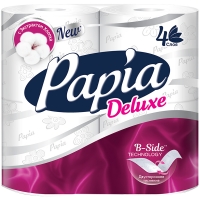 Бумага туалетная Papia "Deluxe", 4-слойная, 4шт., тиснение, белая