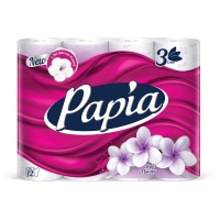 Бумага туалетная Papia "Балийский Цветок", 3-слойная, 12шт., ароматизир., фиолет. тиснение, белая