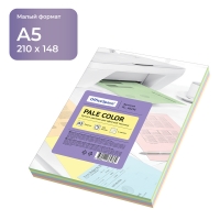 Бумага цветная OfficeSpace "Pale Color", А5, 80г/м?, 100л., (5 цветов)