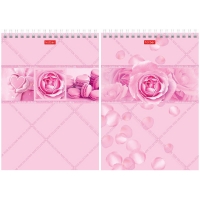 Блокнот А5 96л., на гребне Hatber "Rose", розовый блок, глянц. ламинация