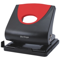 Дырокол Berlingo "Office Soft" 30л., пластиковый, красный, с линейкой