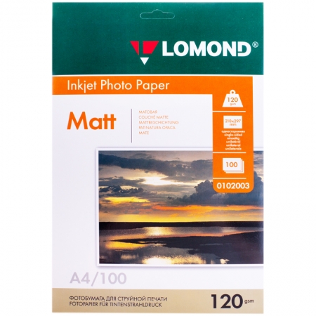 Бумага А4 для стр.принтеров LOMOND 120гр (100л) мат.одн.