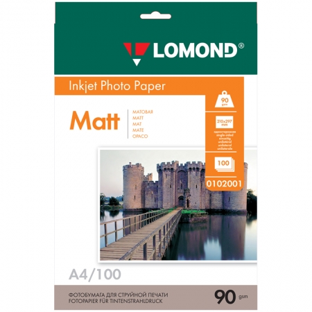 Бумага А4 для стр.принтеров LOMOND  90гр (100л) мат.одн.
