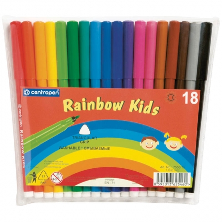 Фломастеры "Rainbow Kids", 18цв., ПВХ