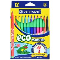 Фломастеры Centropen "ECO Markers", 12цв., трехгранные, смываемые, картон., европодвес