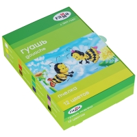 Гуашь Гамма "Пчелка", 12 цветов, 20мл, картон. упаковка