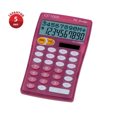 Калькулятор настольный FC-100NPK 10 разрядов, двойное питание, 76*128*17 мм, розовый