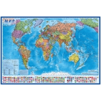 Карта "Мир" политическая Globen, 1:32млн., 1010*700мм, интерактивная, с ламинацией, европодвес