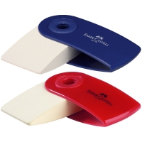 Ластик Faber-Castell "Sleeve Mini", прямоугольный, 54*25*13мм, красный/синий пластиковый футляр