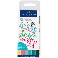 Набор капиллярных ручек Faber-Castell "Pitt Artist Pens Lettering Pastel set" ассорти, 6шт., 0,3мм/Brush, европодвес