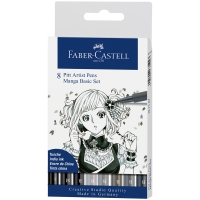 Набор капиллярных ручек Faber-Castell "Pitt Artist Pens Manga Basic set" ассорти, 8шт., 0,3/0,7мм/Brush, европодвес