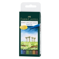 Набор капиллярных ручек Faber-Castell "Pitt Artist Pen Brush Landscape" 06цв., 6шт., пластик. уп., европодвес