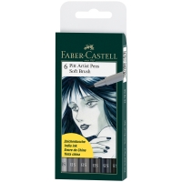 Набор капиллярных ручек Faber-Castell "Pitt Artist Pen Soft Brush" 06цв., 6шт., пласт. уп., европодвес