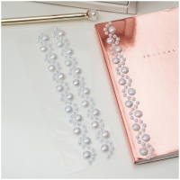 Наклейки акриловые MESHU "White pearls", 25*7см, стразы, 177 наклеек, инд. уп., европодвес