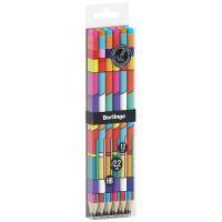 Набор карандашей ч/г Berlingo "Color Block" HB, 12шт., круглый, заточен., с ластиком, ассорти, PET-бокс