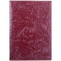 Обложка для паспорта OfficeSpace кожа тип 2.2, красный, тиснение цветы